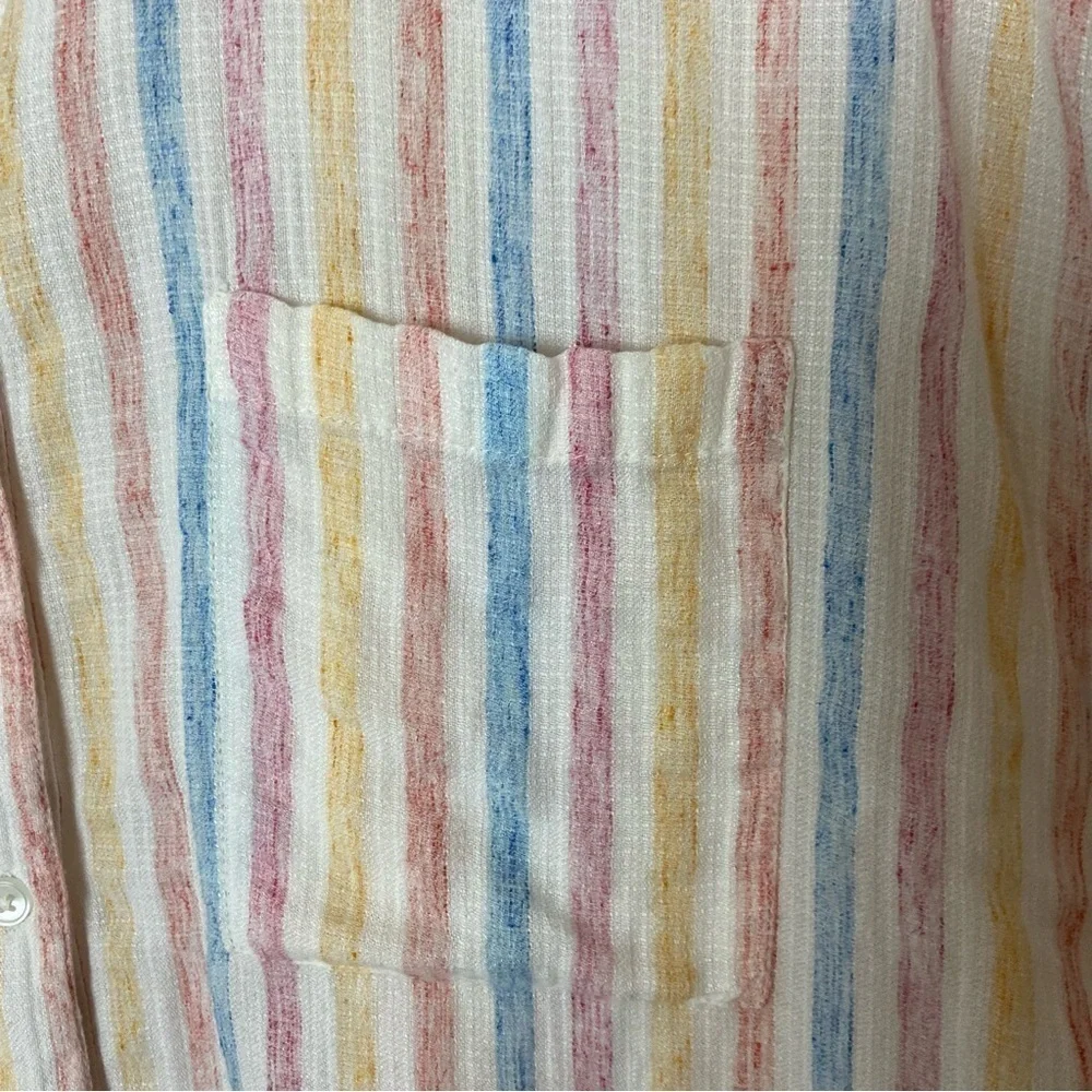 Lucky Brand Split Back Striped Button Front Lightweight Top - Picture 8 of 15